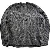 SOLY HUX Women's V Neck Sweater Long Sleeve Oversized Casual Trendy Knit Pullover Tops