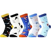 Belloxis Funny Athletic Socks 5Pcs, Multi-Sport Gifts for 8-12 Boys Girl | Cotton Socks, Basketball, Baseball, Soccer, Hockey Crew Socks for Boys Girl Gifts