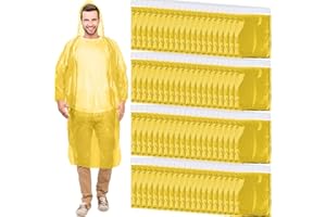 Handepo 100 Pack of Adult Rain Ponchos with Hood Disposable Plastic Rain Ponchos Bulk Emergency Raincoat for Men Women Adult