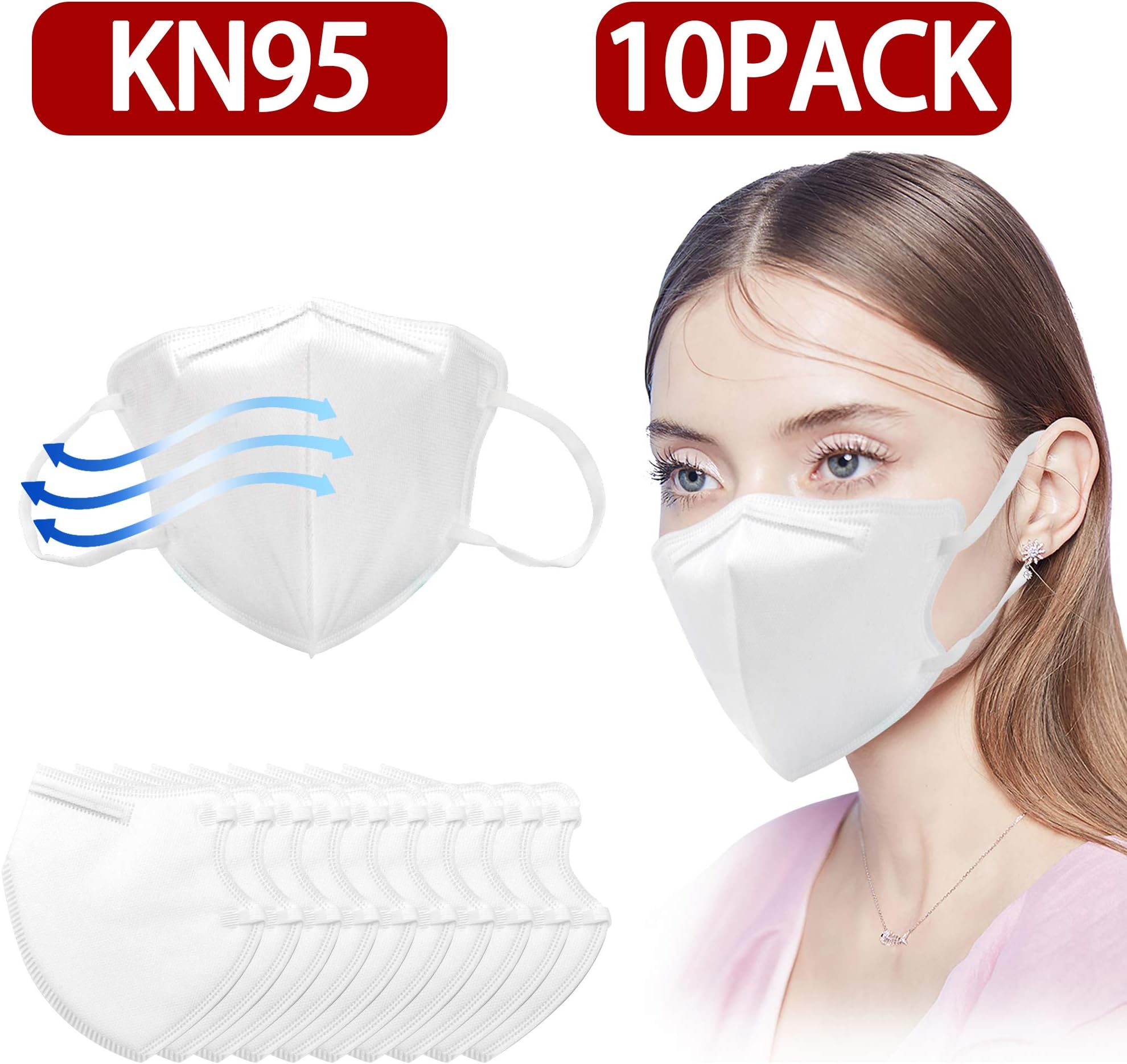 gitemk N95 10Pcs 5-Layers Mouth Mask Dust Mask Anti Pollution Military Grade Washable Cotton Masks KN95 Masks Anti PM2.5 Activated Carbon Filter Protective Filter Breathable Mask for Germ Protection