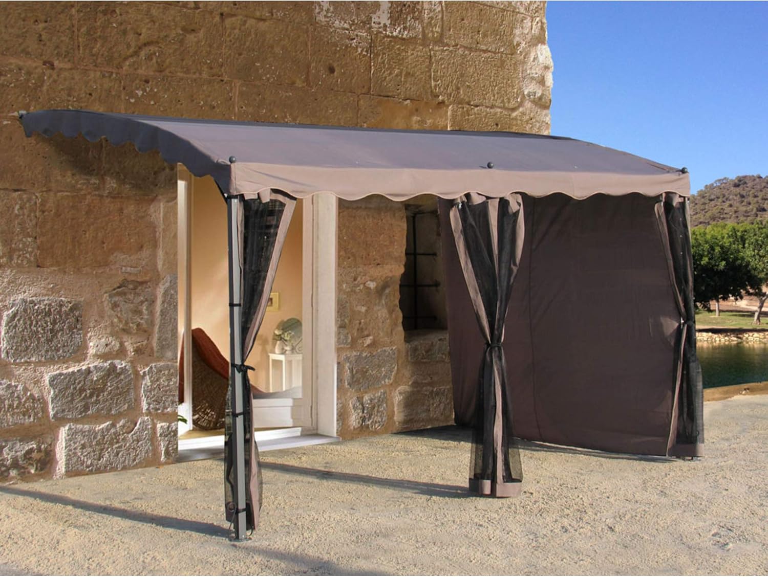 GRASEKAMP Qualität seit 1972 Seitenwand zu Pergola 3 3-TLG. Polyester