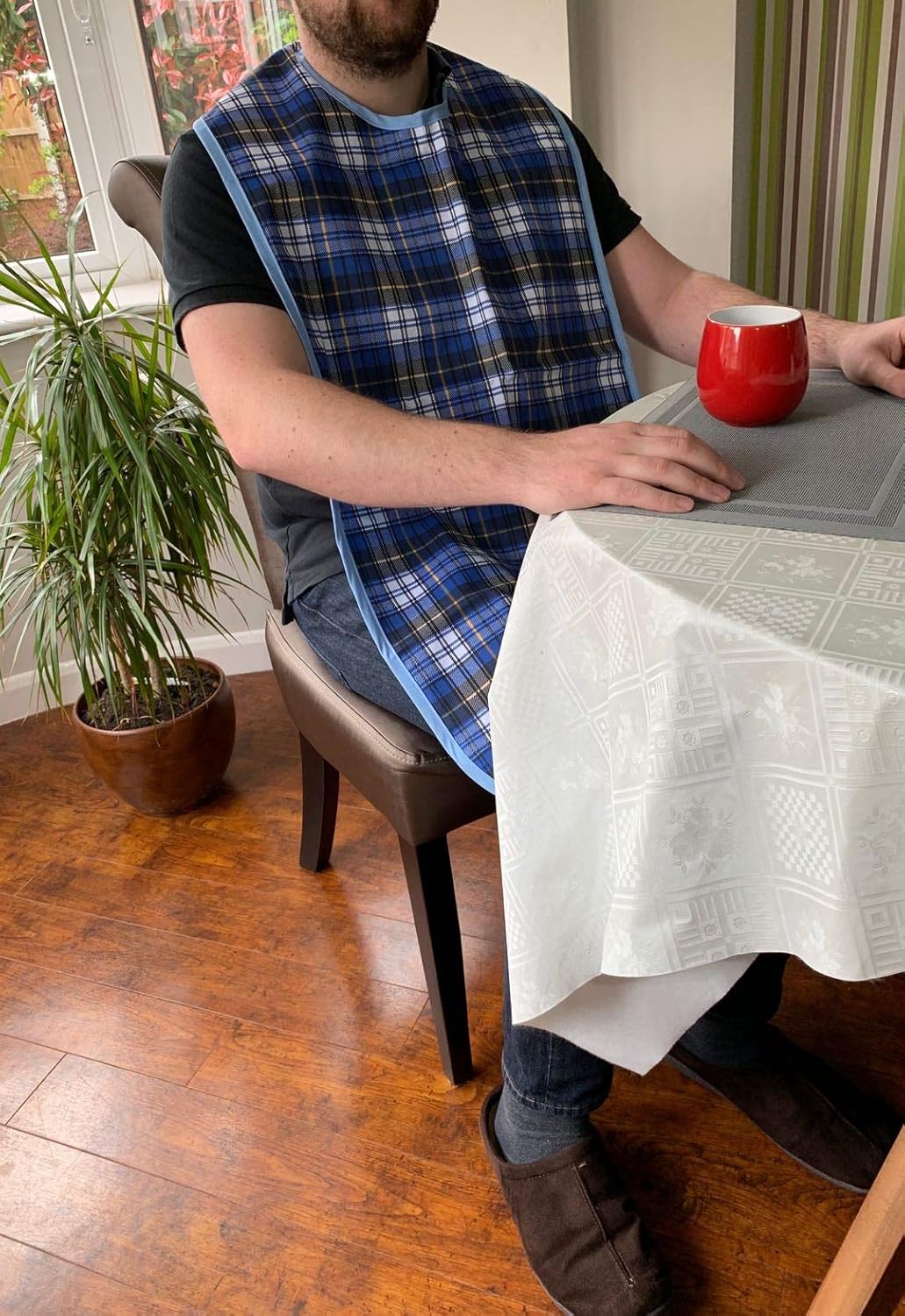 Medokare Adult Bib Clothing Protector - 3 Pack Long Washable Reusable Bibs for Seniors for Eating at Mealtime, Waterproof Stain Resistant Bibs for Elderly: Health & Personal Care