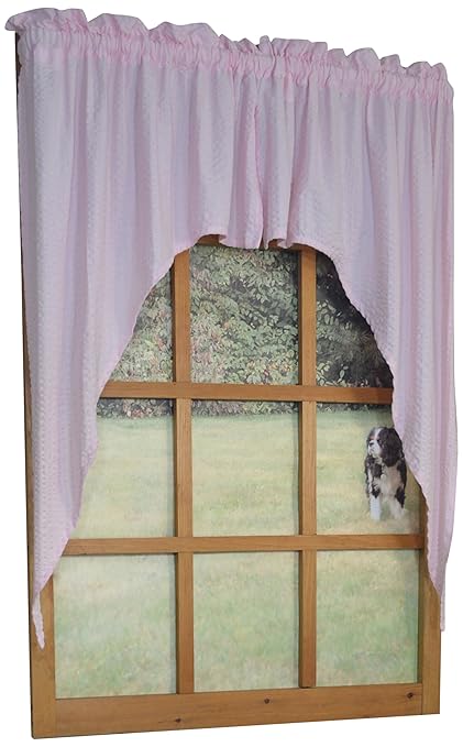 Curtain Chic Chambray Seersucker Swag, Pink