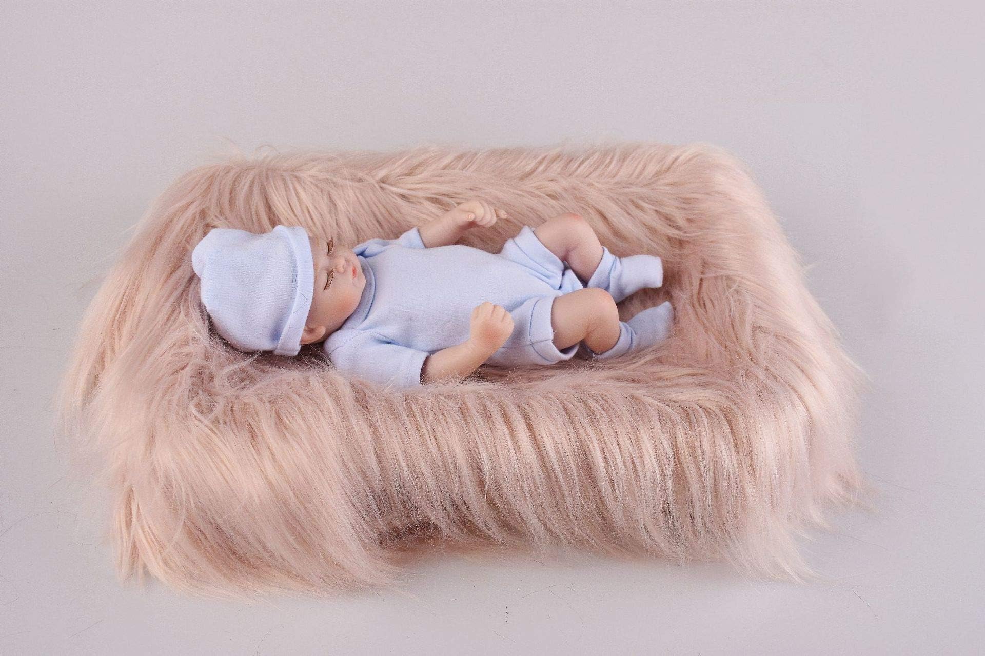 FDSHIP Newborn Baby's Artificial Fur Blanket Cum Background Photo Props (Beige)