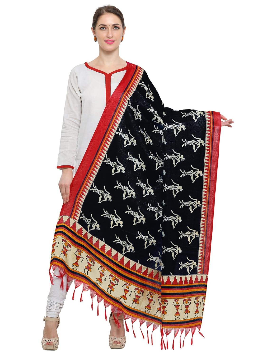 varayu women's art silk printed dupatta