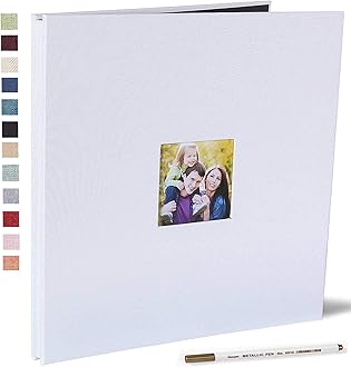 Vienrose Large Photo Album Self Adhesive for 4x6 8x10 Pictures Scrapbook Album DIY 40 Blank Pages with A Metallic Pen