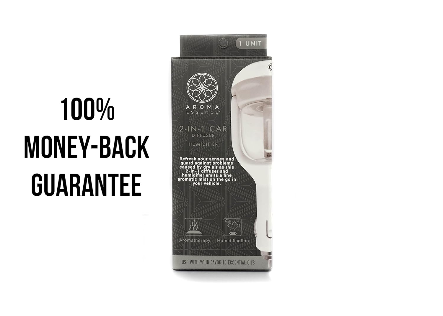 Amazon Com Aroma Essence 2 In 1 Car Humidifier Essential Oil Diffuser Gray Beauty