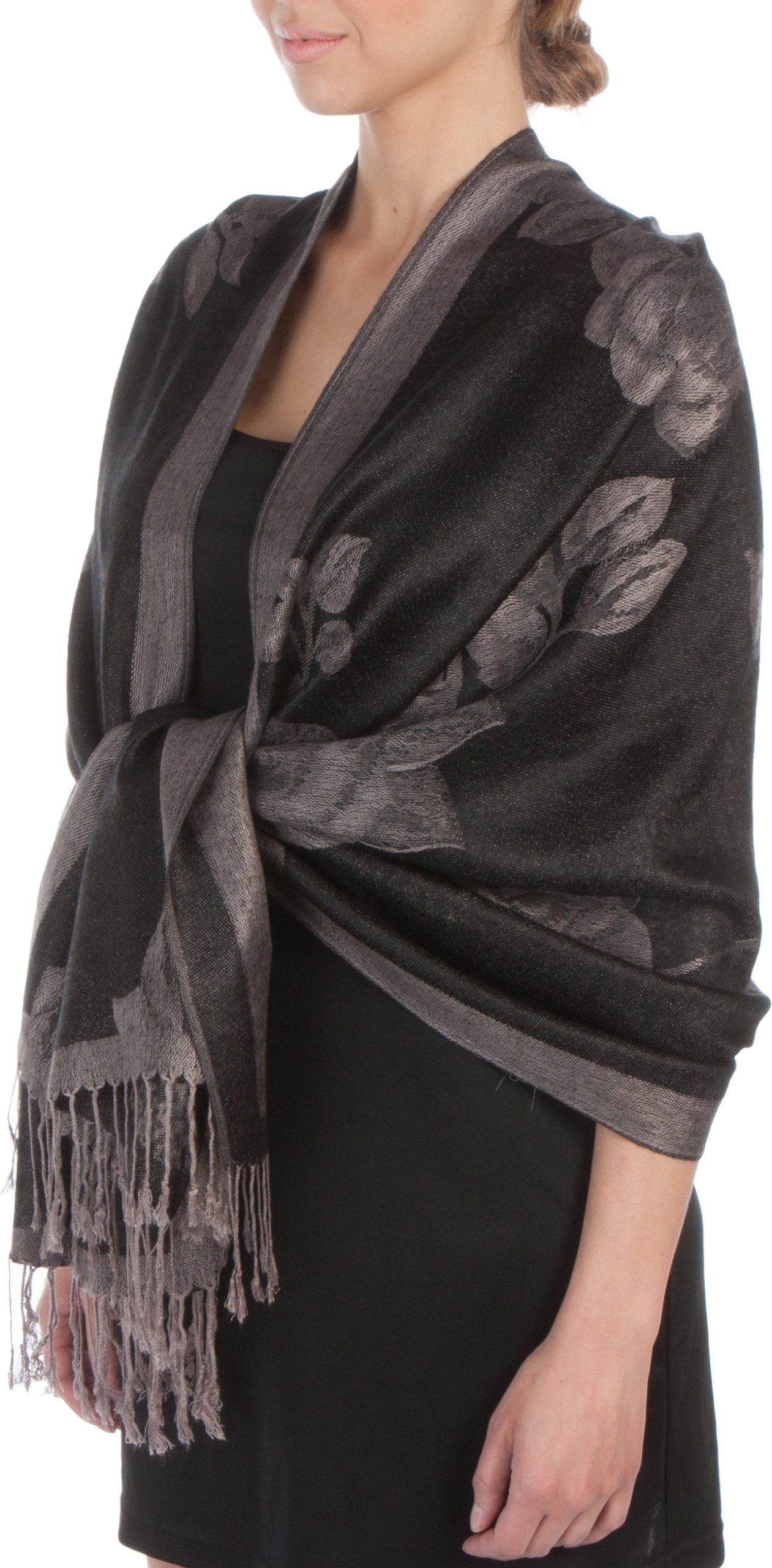 Sakkas Two Tone Rose Pashmina Scarf/Stole/Wrap Sakkas Two Tone Rose Pashmina Scarf/Stole/Wrap