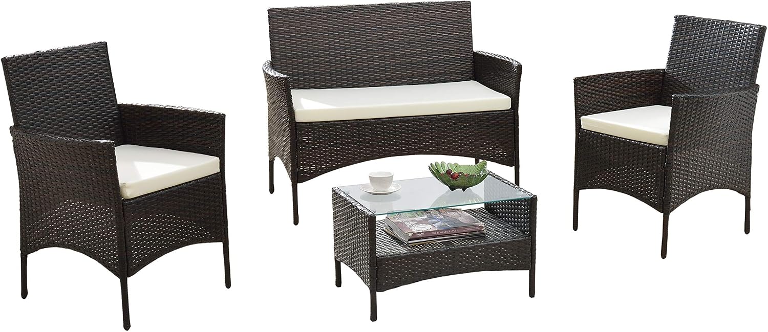 Divano Roma Furniture Modern Outdoor Garden Patio Set 4 Piece Espresso Amazon Ca Home Kitchen