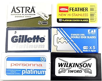 Amazon Com Astra Feather Kai Personna Wilkinson Double Edge Razor Blades Sampler 40 Blades 6 Different Brands Beauty