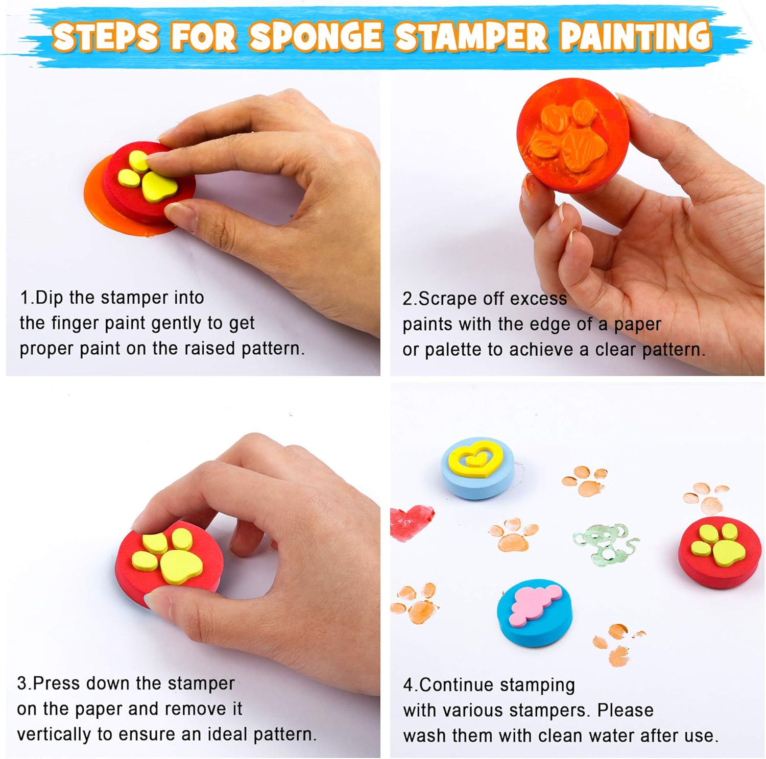 Washable Finger Paint Set, Shuttle Art 46 Pack Kids Paint Set with 14 Colors(60ml) Finger Paints, Brushes, Finger Paint Pad, Sponge, Palette, Smock, NonToxic for Toddlers Home Activity Early Education: Toys & Games