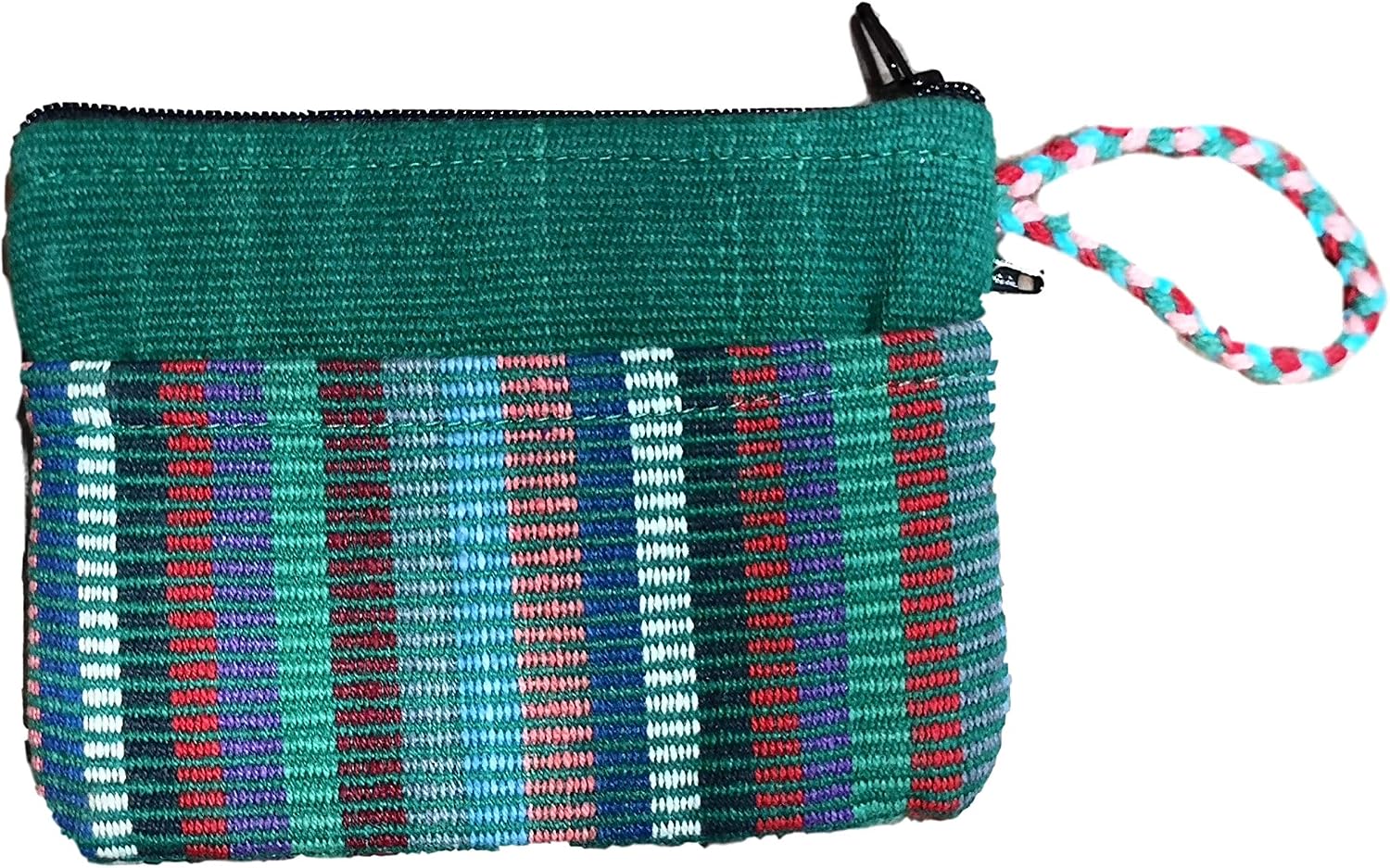 100% Cotton Coin and Card Purse - Fair Trade (Green), H10cm W12cm D1cm - Image 3