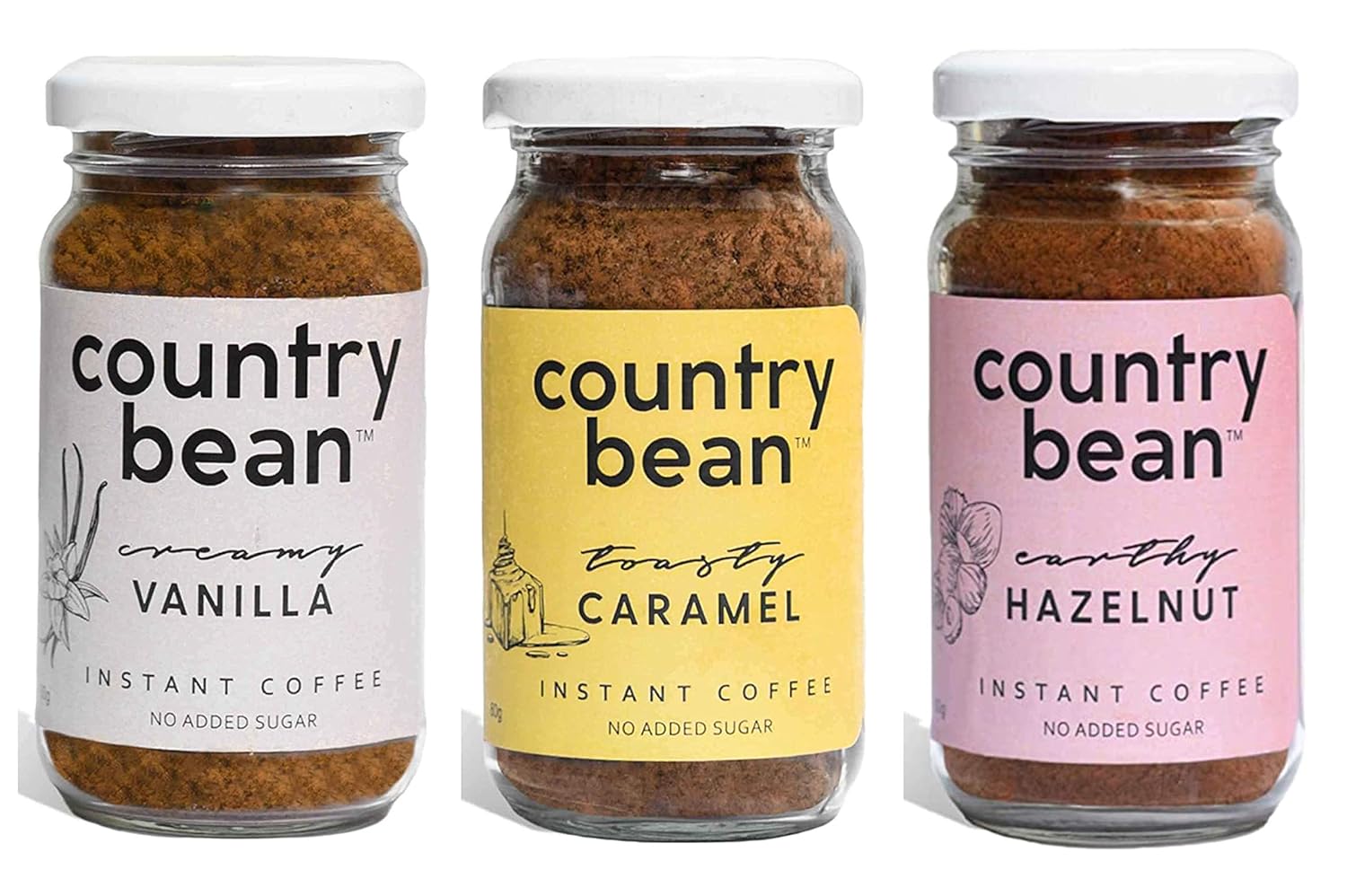 Country Bean Instant Coffee Powder Hazelnut Caramel Vanilla