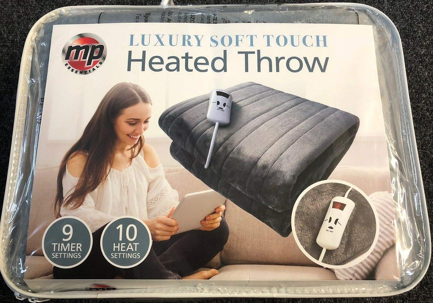 Schallen Grey Soft Heated Warm Throw Over Blanket with Timer and 10 Heat Settings 120x160cm, 120 x 160cm - Image 3