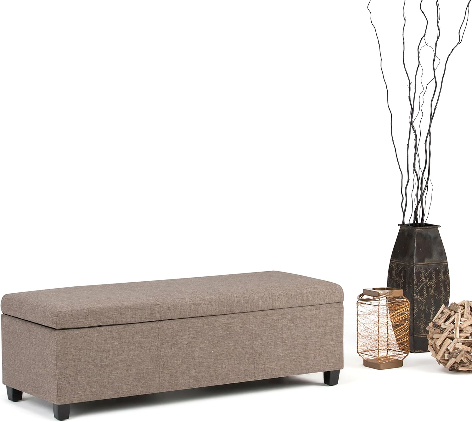 Home & Kitchen Simpli Home Avalon 48 inch Wide Rectangle Lift Top Storage Ottoman Bench in ...