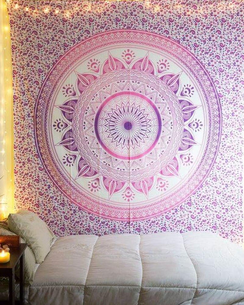 Hippie Mandala Tapestry Indian Popular Handicrafts Multi Color Hippie Wall Hanging for Bedroom Living Room Dorm Bohemian Psychedelic Indian Bedding Theme Print Home Decoration Art (Mandala15, 78Wx59L)