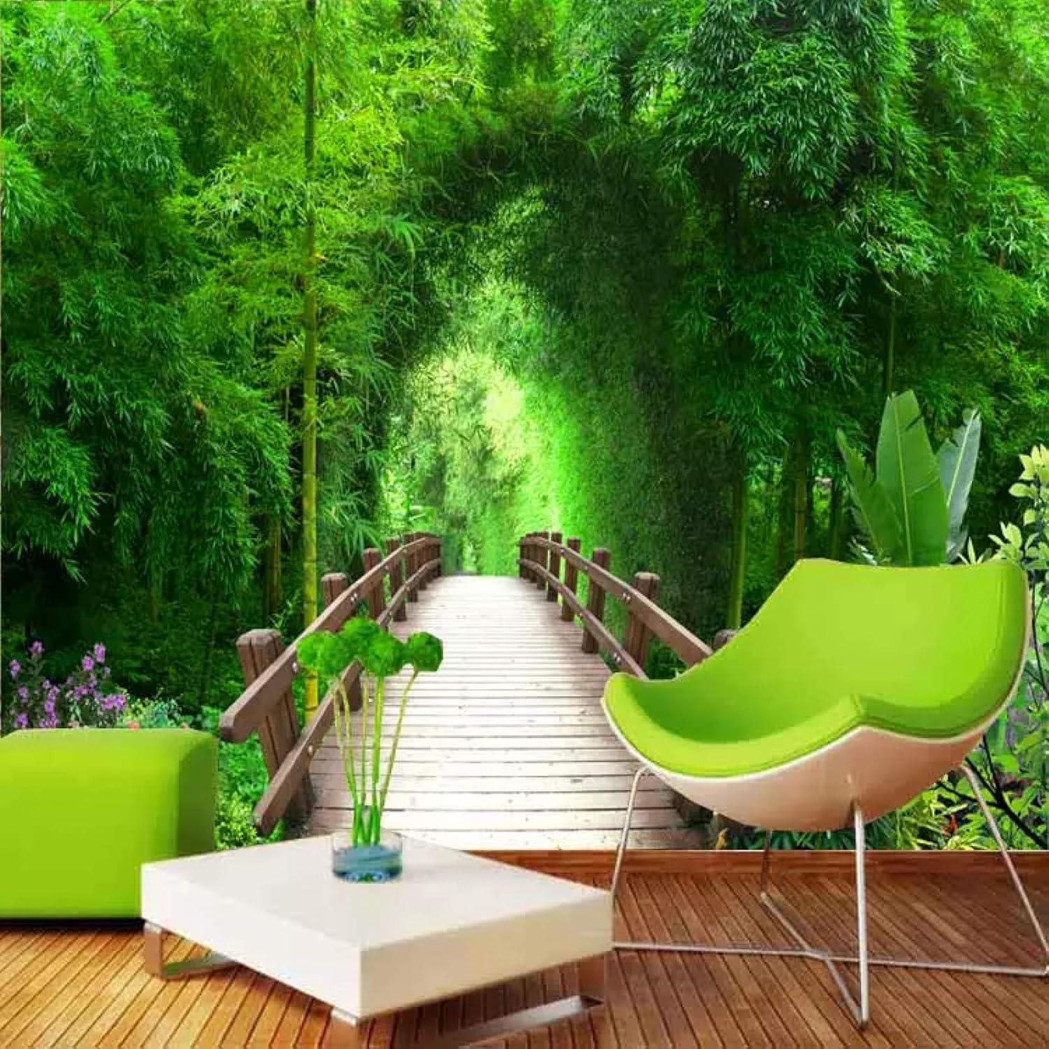 3D bosque sala de estar sofá TV fondo de pantalla impermeable