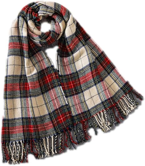 Amazon Co Jp ファッションチェック柄スカーフ女性年秋冬ブリティッシュスタイルの暖かい生地で縁取られた大きなショールホリデーギフト Color 3 ホーム キッチン