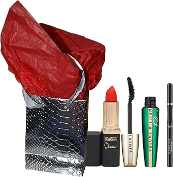 Coffret Cadeau Noel Loreal Mascara Feline Eye Liner Superliner Superstar Noir Rouge Levres Color Riche Doutzen Rouge Boite Papier Soie