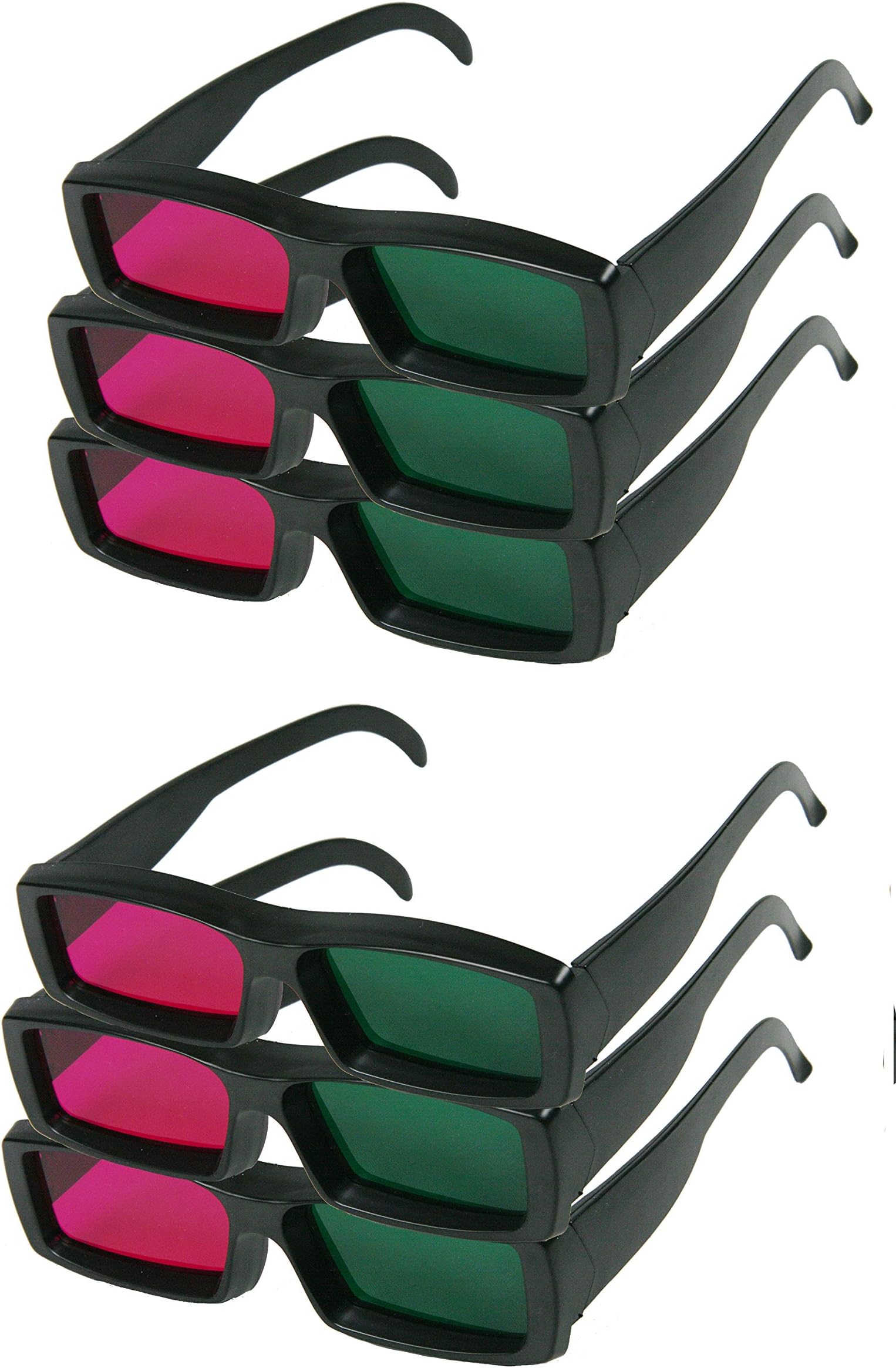 6 Pairs Green and Magenta Anaglyph 3D Glasses GR8T(TM) for Movies & Games