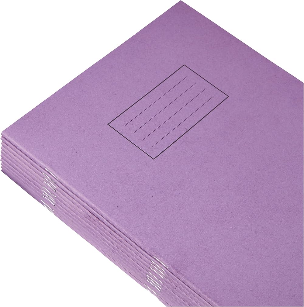Silvine A4 Purple Exercise Book Pack of 10 80 Pages Ruled with Margin