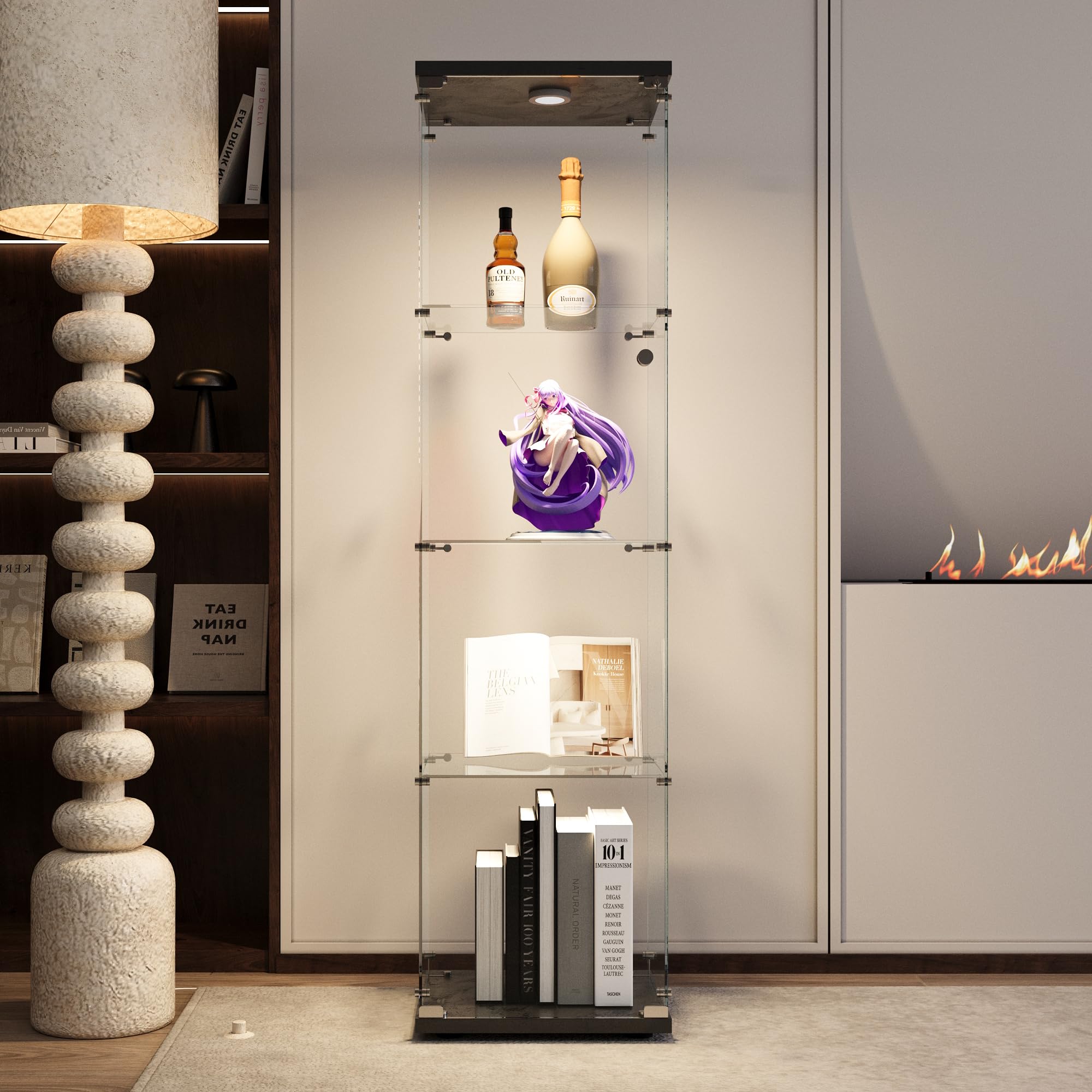 nifoti 4-Shelf LED Lights Glass Display