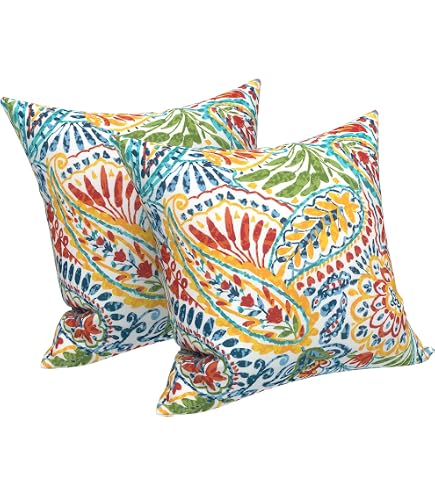 Pillow Perfect Outdoor Kissen Ummi Geflecht – Buntes Paisley-Muster, Wetterfest, 112x48 Cm
