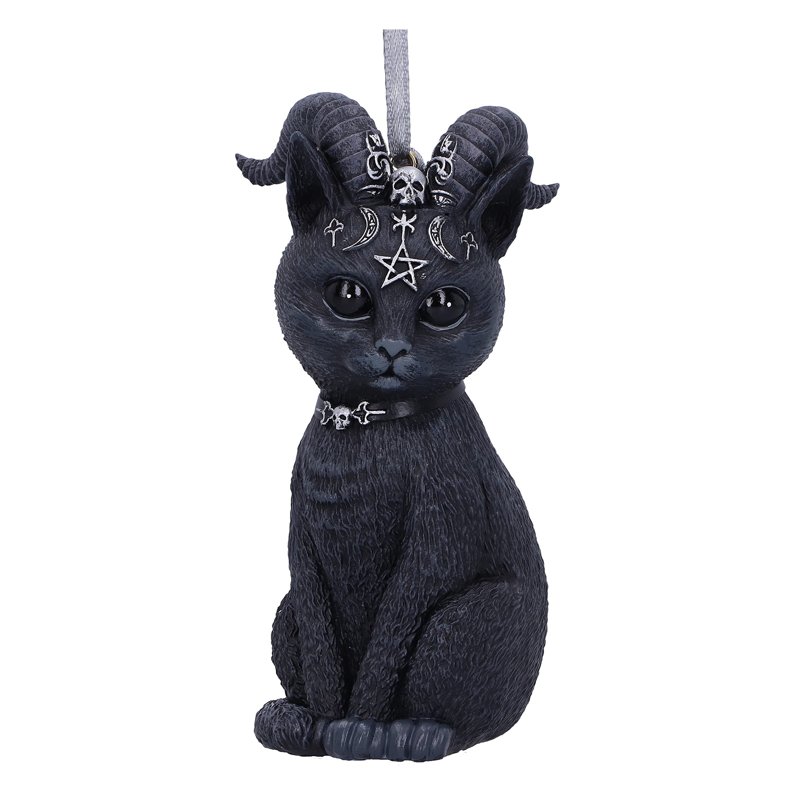 Nemesis Now Cult Cuties Pawzuph Hanging Ornament 10cm, Resin, Black, Scarily Adorable Horned Cat Hanging Ornament, Horned Cat, Cast in the Finest Resin, Expertly Hand-Painted