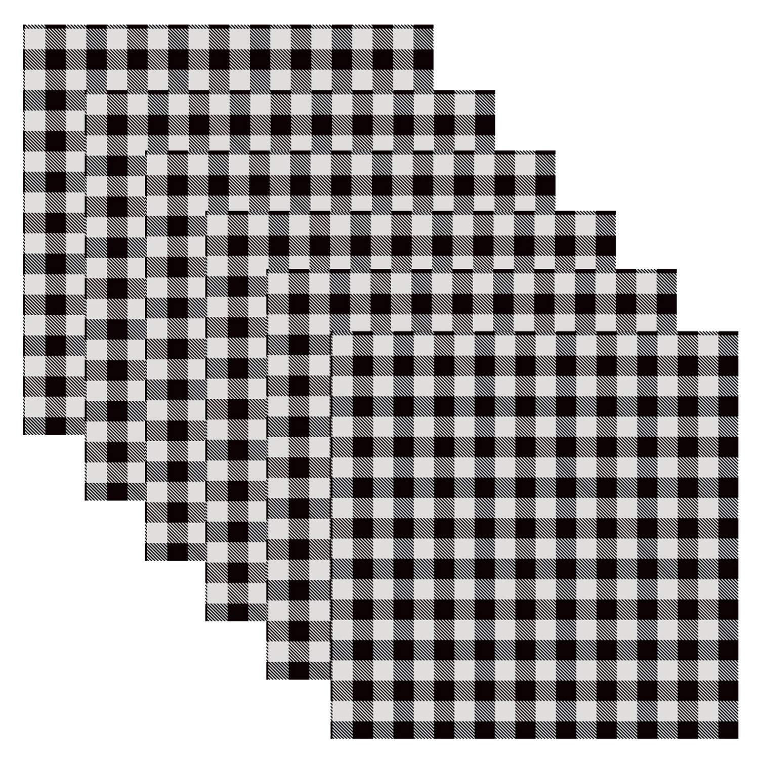 PU Heat Transfer Vinyl Sheets 30 x 30 cm - 6 Sheets Buffalo Plaid Vinyl HTV Iron on Vinyl for Cricut and Silhouette (Buffalo Plaid Black/white)