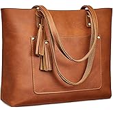 S-ZONE Women Vintage Genuine Leather Shoulder Tote Bag Large Work Handbag Purse