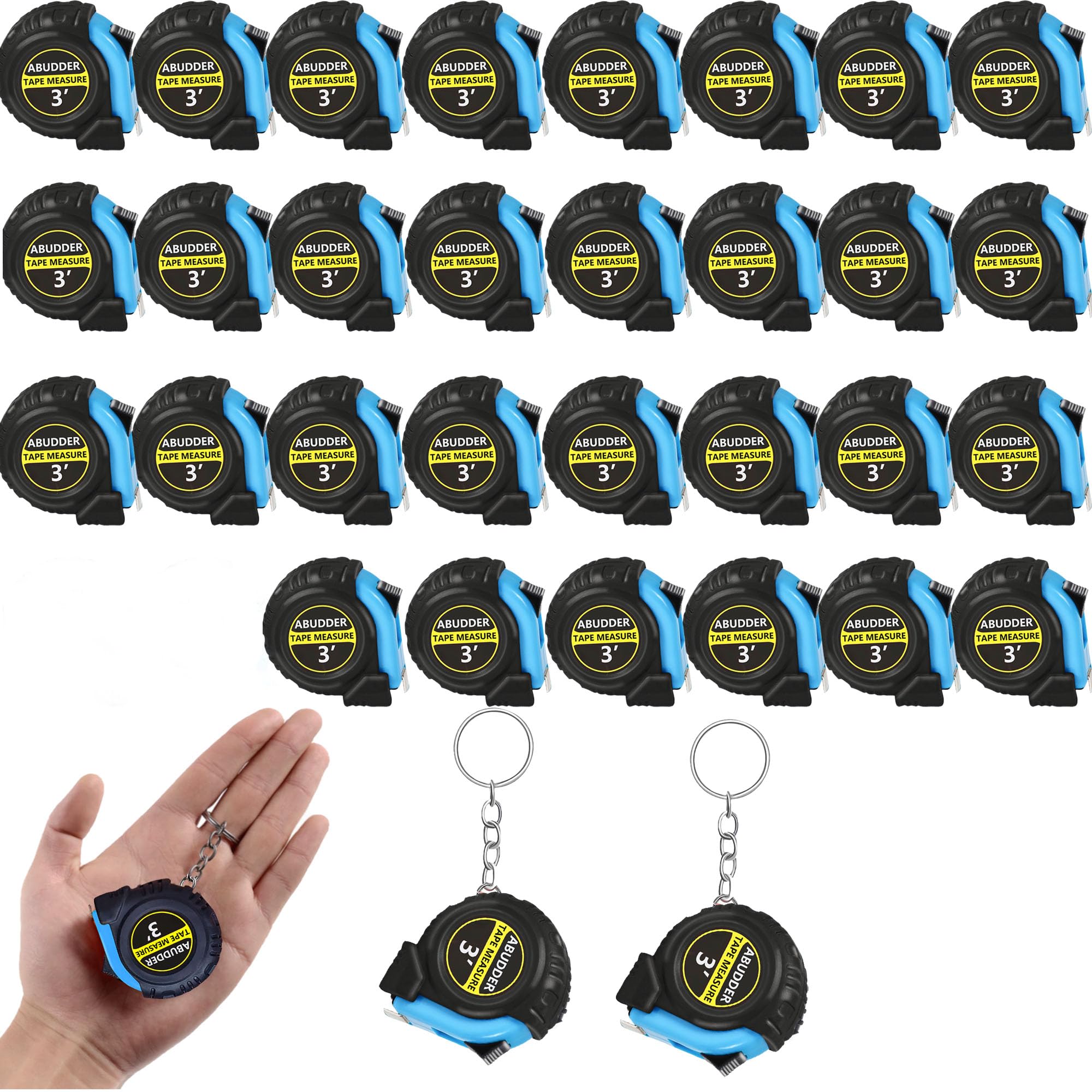Photo 1 of 30 Pack Small Tape Measure Keychains,Mini Tape Measures Retractable,Pocket Measurement Tape Bulk Easy Read 3 Feet (30, Blue, 3 Feet)