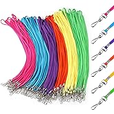 Patelai 300 Pcs Bulk Lanyards for ID Badges with Clip Colored Flat Lanyard for Keys Student Teacher Office