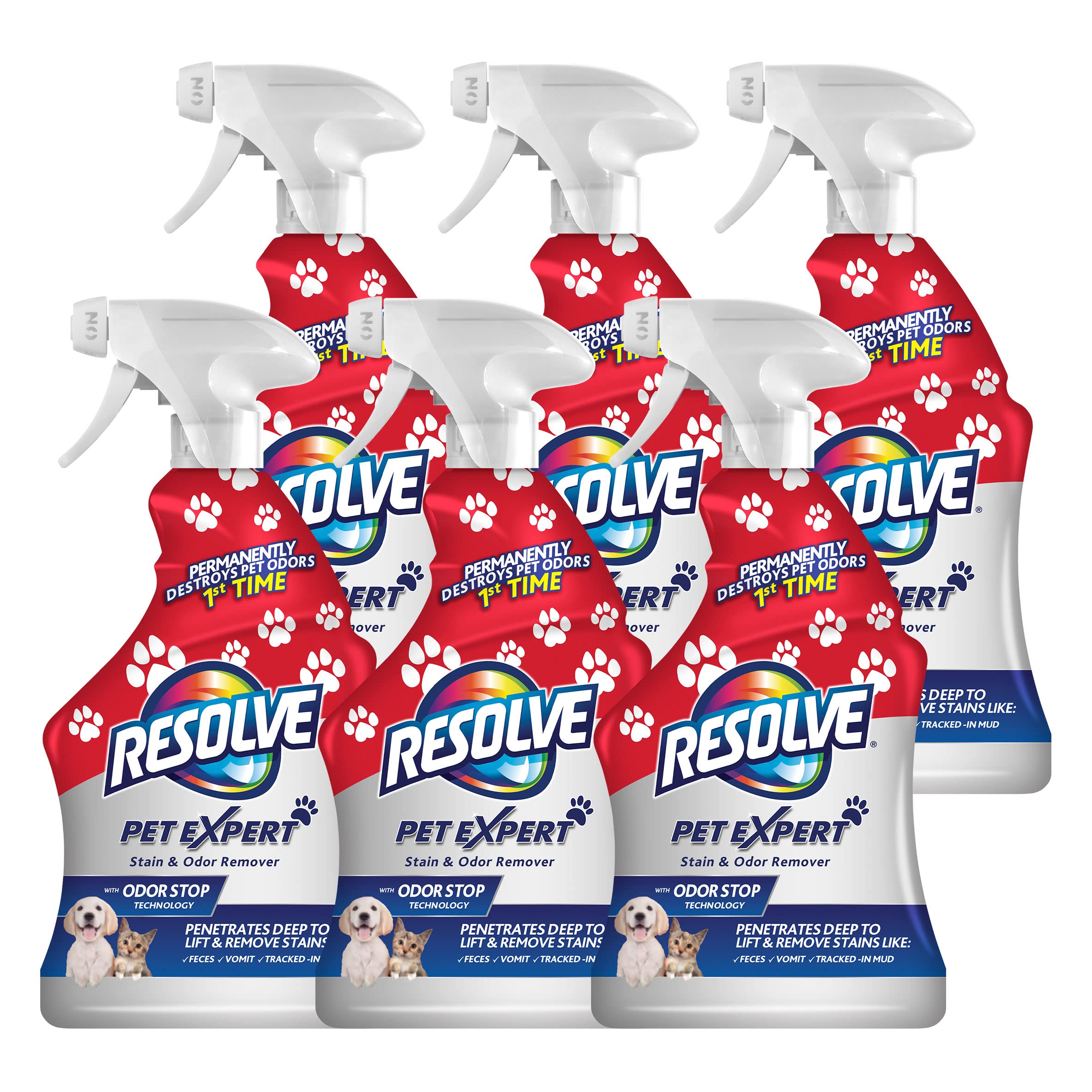 Resolve Pet Expert Stain and Odor Remover, Carpet Cleaner, Pet Stain and Odor Remover, Carpet & Upholstery Cleaner - Removes Stains and Odors, 22 oz (pack of 6) Image