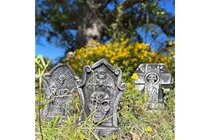 GAMEXCEL 17" Foam Tombstones – Halloween Headstones Outdoor Decorations – RIP Graveyard Stones for Yard Cemetery Lawn Decor – Set of 3