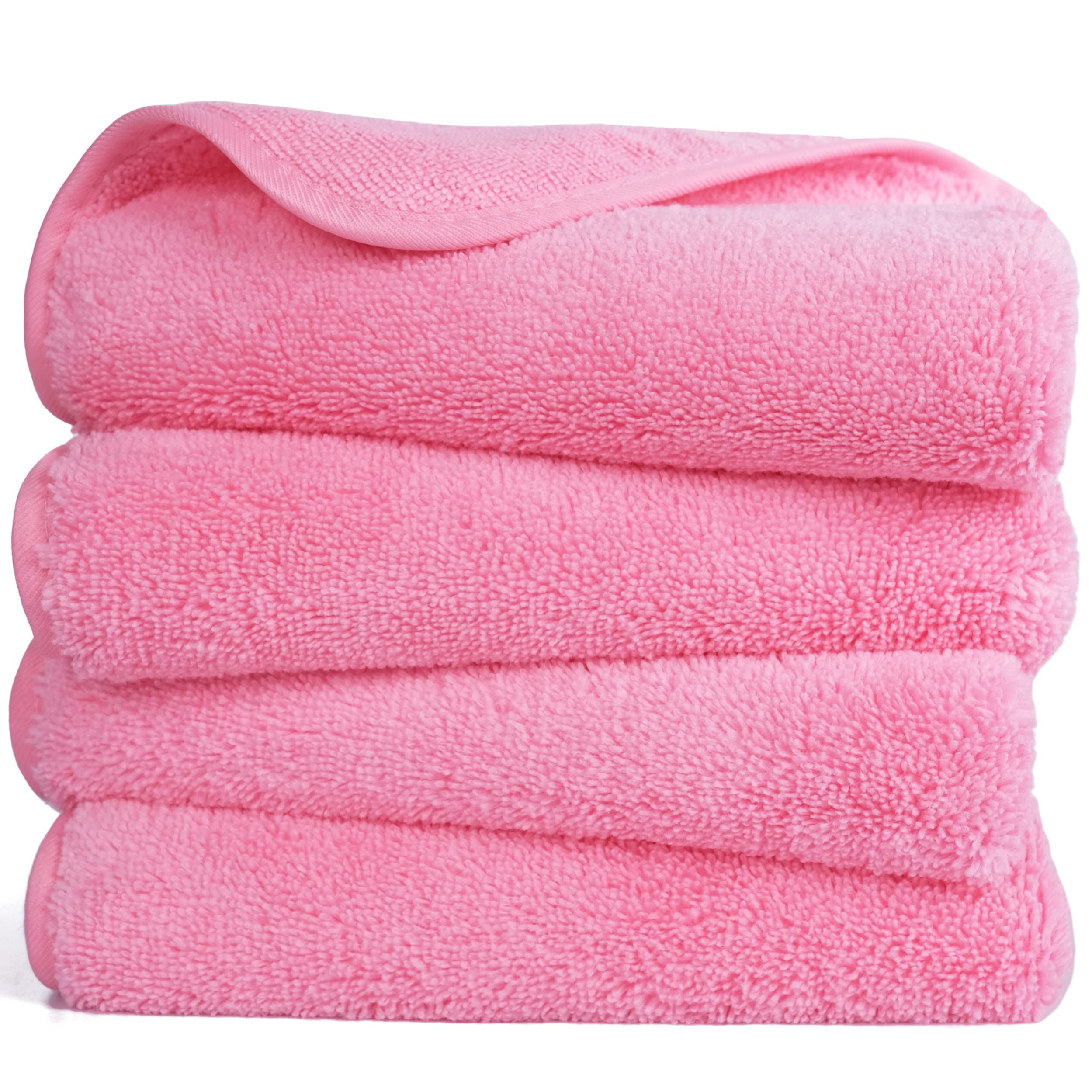 POLYTE Quick Dry Lint Free Microfibre Hand Towel, 40 x 76 cm, Set of 4 (Pink) — image 1