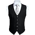 HISDERN Men's Suit Vest Business Plaid Formal Dress Waistcoat Slim Fit Vests for Men with 3 Pocket for Suit or Tuxedo