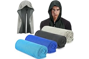 Acostop Cooling Towels for Neck and Face - Absorbent & Quick Drying Cooling Hoodie Towels with Evaporative Cool Technology & UPF 50 Sun Protection in Hot Weather Sports Gym Fitness Cycling, 4 Pcs