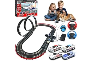 AGM MASTECH Kit de piste de course pour voiture de course, série haute vitesse, ensemble double piste avec 4 voitures de cour