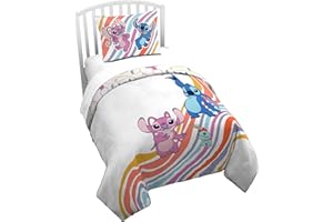 Jay Franco Duvet Cover Set – 2 Piece Comforter Cover and Sham Set, Super Soft Cozy Kids Bedding (Insert Not Included) White - Lilo and Stitch, Twin