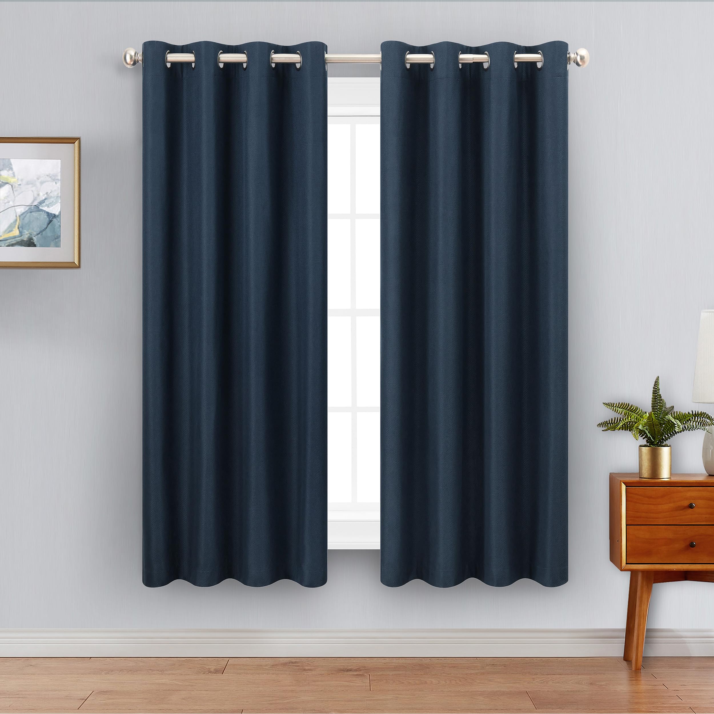 Nautica Home – Providence Ultimate Blackout Classics Curtains | Set of 2 Twill Pattern Fabric Panels | Thermal Privacy Drapes for Any Bedroom or Living Room | Measures 54" x 63" | Navy