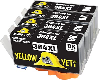 YELLOW YETI Black Ink Cartridge Replacement for HP 364 364XL Photosmart Deskjet