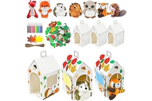 Cinrobiye 6 Set Fall Party Favors Mini Woodland Animals Bulk Plush Keychains DIY Gift Box for Autumn Thanksgiving Adopt an Animals Party Favors Birthday Goodie Bag Supplies Fillers Stuffers