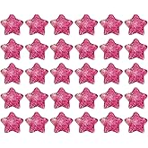 PATIKIL 60 Pcs Flat Back Resin Charms, Glitter Star Charms Bulk Mini Star Shape Flat Back Beads Embellishments for DIY Crafts Phone Case, Rose Red