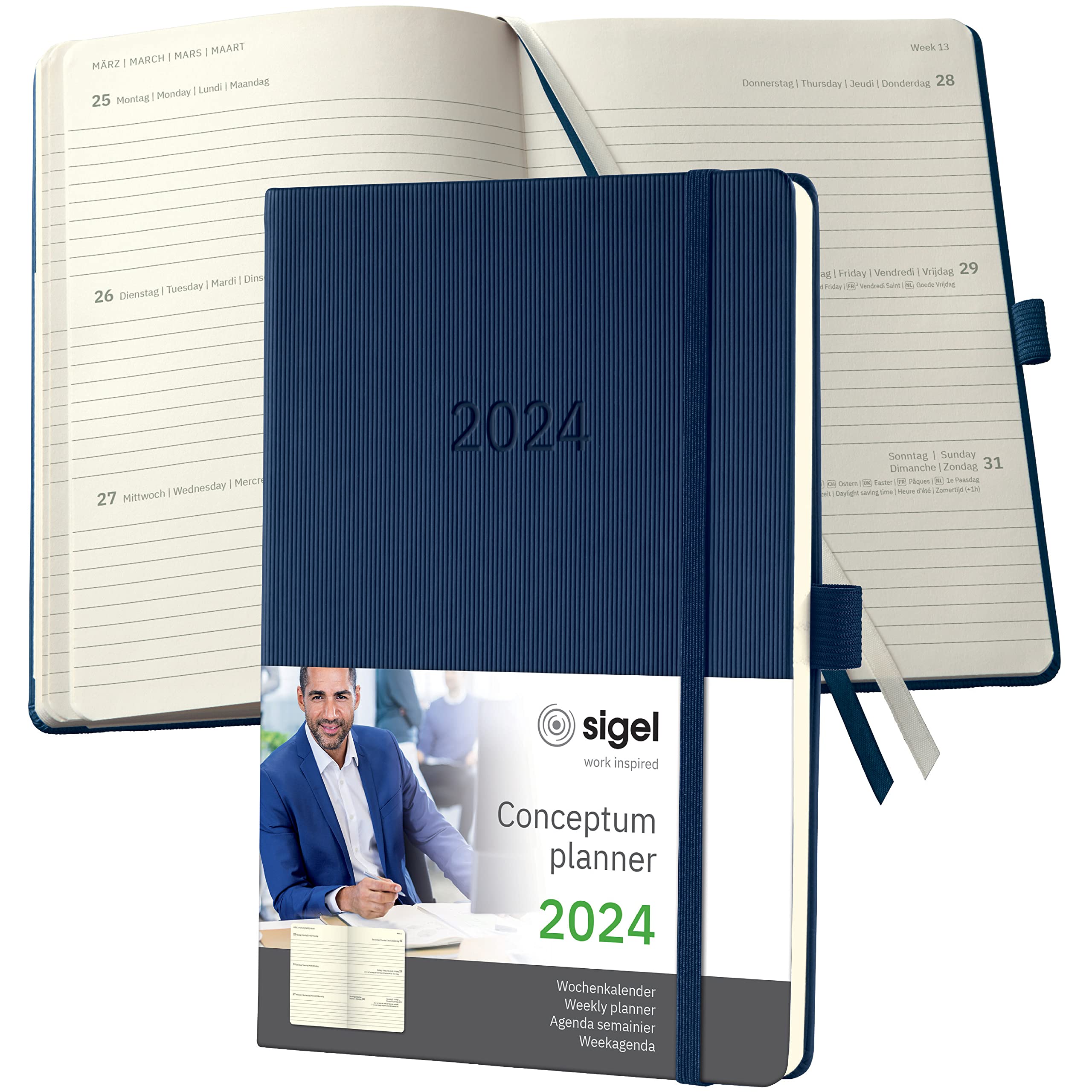 SIGEL C2462 Conceptum Weekly planner 2024, approx. A5, dark Blue, hardcover, 2 pages equal to 1 week, 192 pages โ image 1