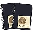 DagouColor Sketch Book, 2 Pack, 50 Sheets (100 Pages) Each, A5 Acid-Free Art Drawing Paper, 140GSM Spiral Sketch Pad for Begi