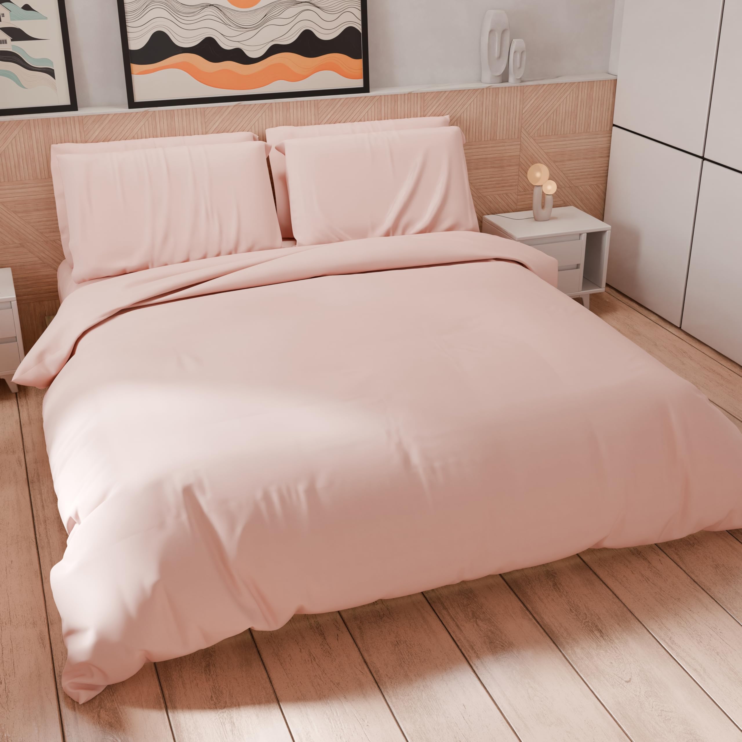 PETTI Artigiani Italiani - Single Duvet Cover Set 150 x 200 cm (1 Pillow Case 50 x 80 cm Included), Soft Microfibre Duvet Cover Set, Solid Colour Light Powder — image 1