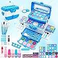 Kids Makeup Kit for Girl - Kids Makeup Kit Toys for Girls,Play Real Makeup Girls Toys,Washable Make Up for Little Girls,Non Toxic Toddlers Cosmetic for Children Age 3-12 Years Old,Teen (Blue)