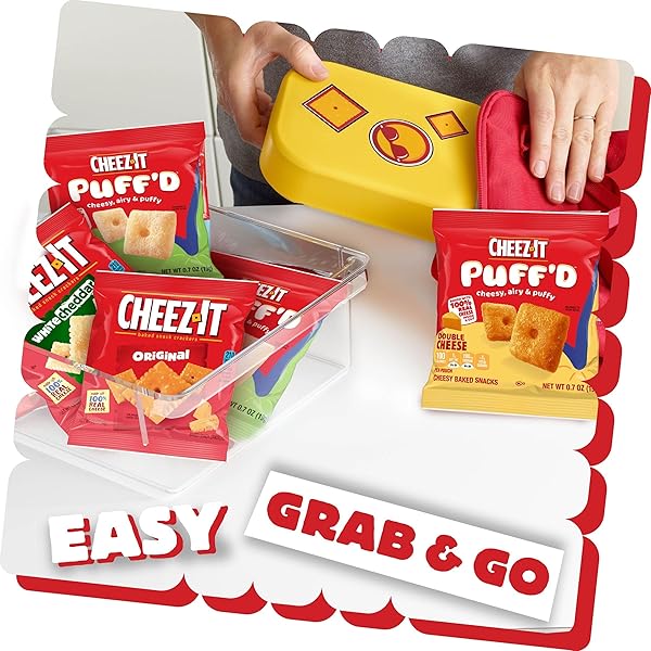 CHEEZ-IT CHEESE CRACKERS, BAKED SNACK CRACKERS, OFFICE AND KIDS SNACKS, VARIETY PACK, 17.72OZ BOX (20 POUCHES)
