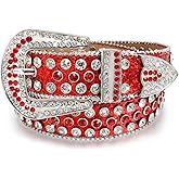 JASGOOD Women Men Rhinestones Belt,Bling Western Cowgirl Cowboy Studded Leather Belt Diamond Waist Belt for Jeans Pants