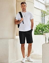 COOFANDY Men's Elastic Waist Shorts Cotton Summer